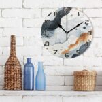 Ewusp Watercolor Pattern Wall Clock Battery Operated Silent Non-Ticking Clock Round Quartz Decorative Clock for Kitchen Living Room Bedroom Office School Nursery, 25x25 cm - Image 3