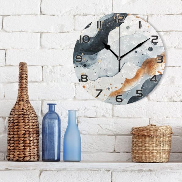Ewusp Watercolor Pattern Wall Clock Battery Operated Silent Non-Ticking Clock Round Quartz Decorative Clock for Kitchen Living Room Bedroom Office School Nursery, 25x25 cm - Image 3