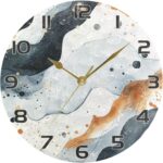Ewusp Watercolor Pattern Wall Clock Battery Operated Silent Non-Ticking Clock Round Quartz Decorative Clock for Kitchen Living Room Bedroom Office School Nursery, 25x25 cm - Image 5