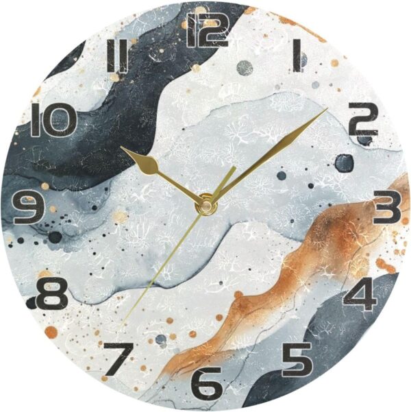 Ewusp Watercolor Pattern Wall Clock Battery Operated Silent Non-Ticking Clock Round Quartz Decorative Clock for Kitchen Living Room Bedroom Office School Nursery, 25x25 cm - Image 5