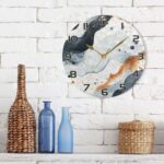 Ewusp Watercolor Pattern Wall Clock Battery Operated Silent Non-Ticking Clock Round Quartz Decorative Clock for Kitchen Living Room Bedroom Office School Nursery, 25x25 cm - Image 7