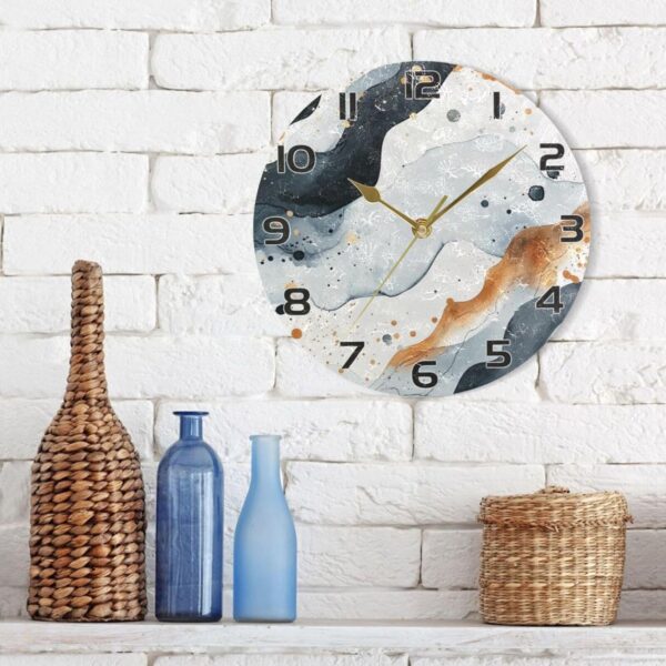 Ewusp Watercolor Pattern Wall Clock Battery Operated Silent Non-Ticking Clock Round Quartz Decorative Clock for Kitchen Living Room Bedroom Office School Nursery, 25x25 cm - Image 7