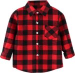 Kids Toddler Flannel Jacket Plaid Long Sleeve Lapel Button Down Shacket Baby Boys Girls Shirt Tops Coat Outwear Toddler Girl Plaid Fleece Coat