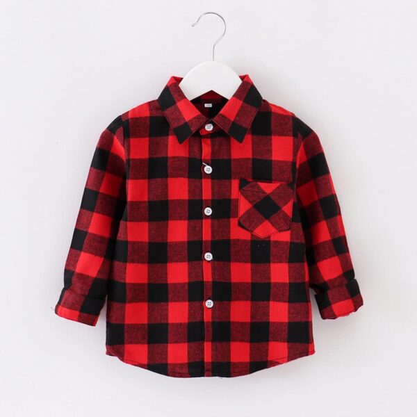 Kids Toddler Flannel Jacket Plaid Long Sleeve Lapel Button Down Shacket Baby Boys Girls Shirt Tops Coat Outwear Toddler Girl Plaid Fleece Coat - Image 2