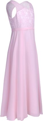 CHICTRY Big Girls' Lace Chiffon Cutout Back Flower Girl Dress Wedding Formal Party Graduation Gowns - Image 2