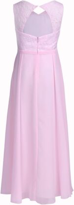 CHICTRY Big Girls' Lace Chiffon Cutout Back Flower Girl Dress Wedding Formal Party Graduation Gowns - Image 3