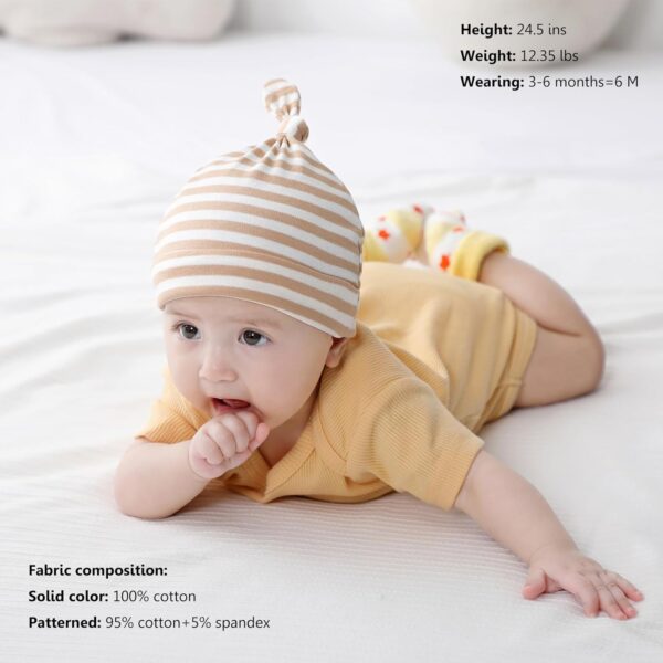 MAMIMAKA Newborn Baby Short Sleeve Bodysuit Baby Grow Cotton Vest 5-pack, 0-12 Months - Image 3