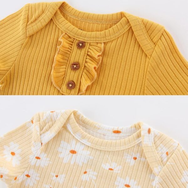 MAMIMAKA Newborn Baby Short Sleeve Bodysuit Baby Grow Cotton Vest 5-pack, 0-12 Months - Image 4