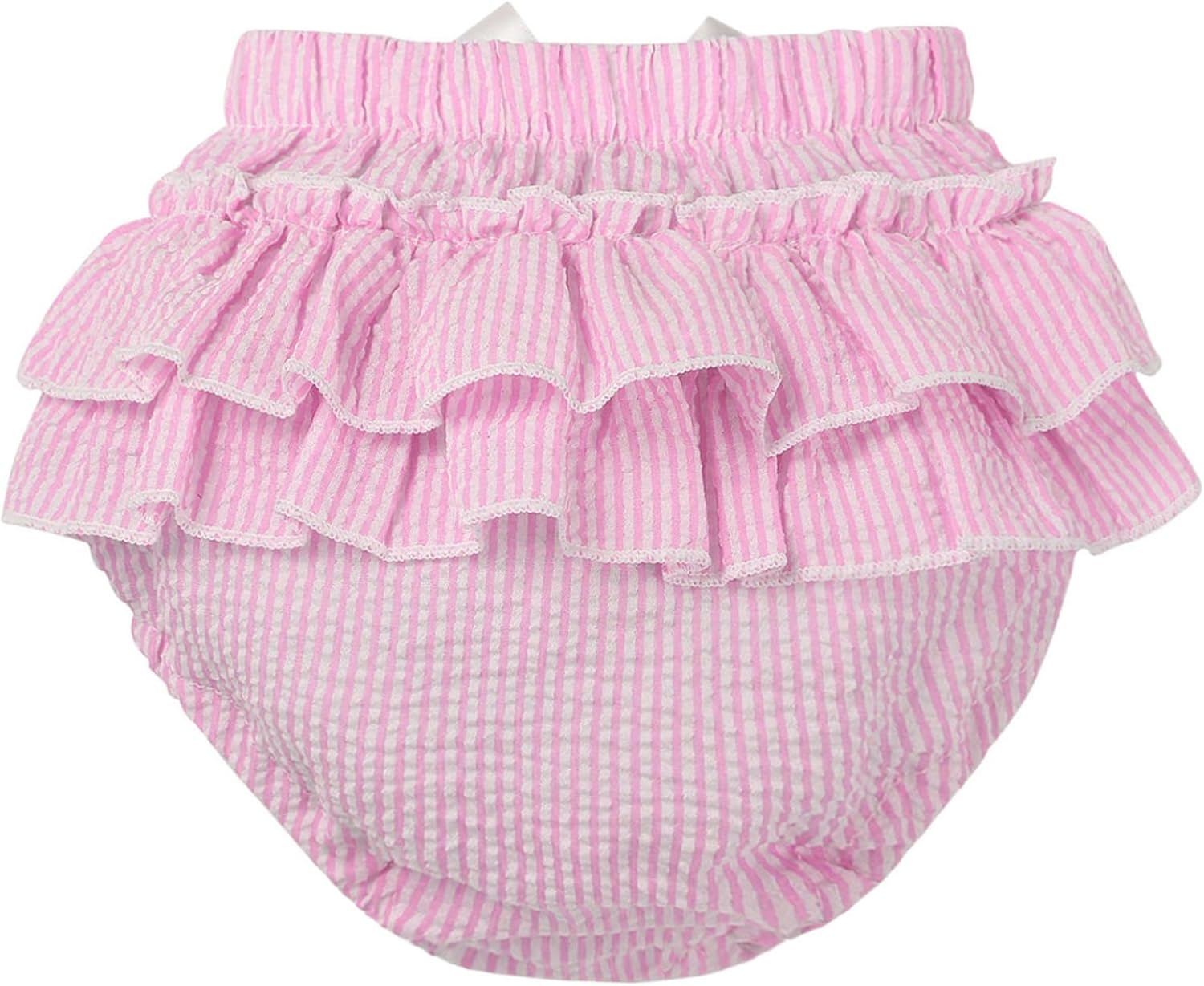 1740764542_71Re-foPJsL._AC_SL1500_.jpg Loodgao Toddler Baby Girls Striped Bloomers High Waist Ruffle Bow Tie Diaper Cover Loose Harem Shorts - Image 1