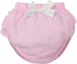 Loodgao Toddler Baby Girls Striped Bloomers High Waist Ruffle Bow Tie Diaper Cover Loose Harem Shorts - Image 2