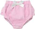 Loodgao Toddler Baby Girls Striped Bloomers High Waist Ruffle Bow Tie Diaper Cover Loose Harem Shorts - Image 3