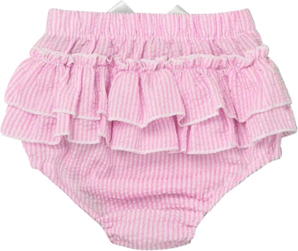 Loodgao Toddler Baby Girls Striped Bloomers High Waist Ruffle Bow Tie Diaper Cover Loose Harem Shorts - Image 4