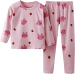 𝐛amboo Pajamas Baby Toddler Kids Infant Baby Boys Girls Long Sleeve Cartoon Tops Pj’s Pants Trousers Sleepwear Pajamas Outfits Set 2PCS Newborn Baby Girl Clothes (D, 6-12 Months)