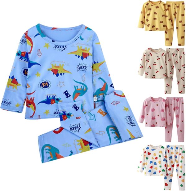 𝐛amboo Pajamas Baby Toddler Kids Infant Baby Boys Girls Long Sleeve Cartoon Tops Pj’s Pants Trousers Sleepwear Pajamas Outfits Set 2PCS Newborn Baby Girl Clothes (D, 6-12 Months) - Image 4