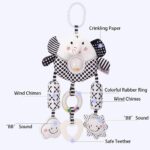 ECCHY Baby Stroller Hanging Toy, Pram Toys Hanging Plush Toys Travel Car Seat Toys with Teether and Wind Chimes, Black and White Toys for Babies Newborn 0-12 Months - Image 3