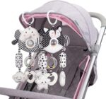 ECCHY Baby Stroller Hanging Toy, Pram Toys Hanging Plush Toys Travel Car Seat Toys with Teether and Wind Chimes, Black and White Toys for Babies Newborn 0-12 Months - Image 7