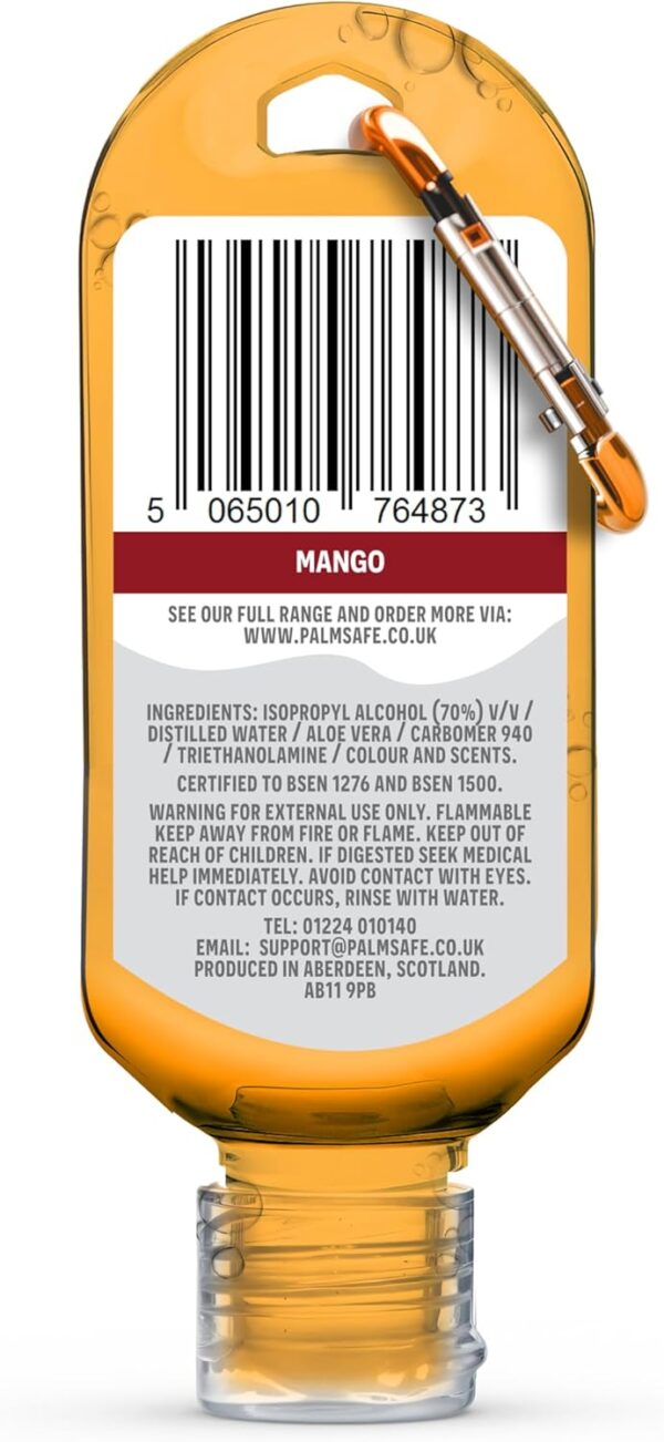 MangoPalm Safe Mango 3 Pack 60ml Anti Bacterial Premium Hand Sanitiser Travel Size Refillable Clip Bottle Quick Drying Non Sticky Extra Moisturising Kills 99.9% of Viruses and Bacteria - Image 2