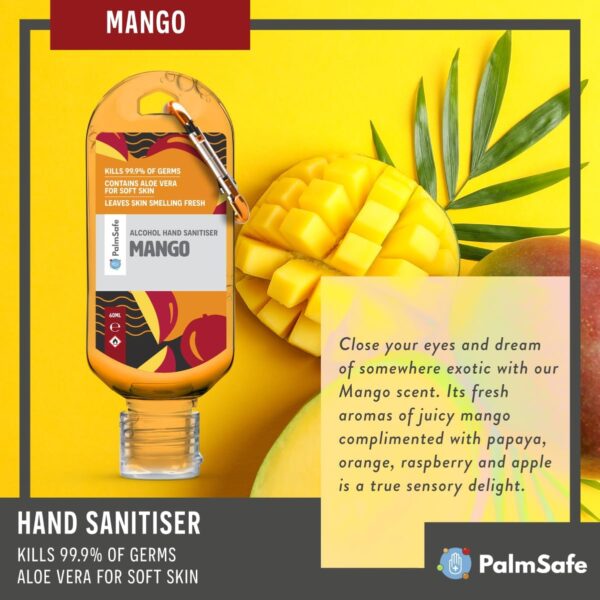 MangoPalm Safe Mango 3 Pack 60ml Anti Bacterial Premium Hand Sanitiser Travel Size Refillable Clip Bottle Quick Drying Non Sticky Extra Moisturising Kills 99.9% of Viruses and Bacteria - Image 6