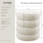 TecTake® Storage Stool in Scandi Style with Soft Bouclé Cover & Storage Space, Storage Ottoman with Padded Seat & Sturdy MDF Frame, No Assembly, Footstool for Bedroom & Living Room - Cream/White - Image 2