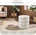 TecTake® Storage Stool in Scandi Style with Soft Bouclé Cover & Storage Space, Storage Ottoman with Padded Seat & Sturdy MDF Frame, No Assembly, Footstool for Bedroom & Living Room - Cream/White - Image 4