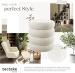 TecTake® Storage Stool in Scandi Style with Soft Bouclé Cover & Storage Space, Storage Ottoman with Padded Seat & Sturdy MDF Frame, No Assembly, Footstool for Bedroom & Living Room - Cream/White - Image 8