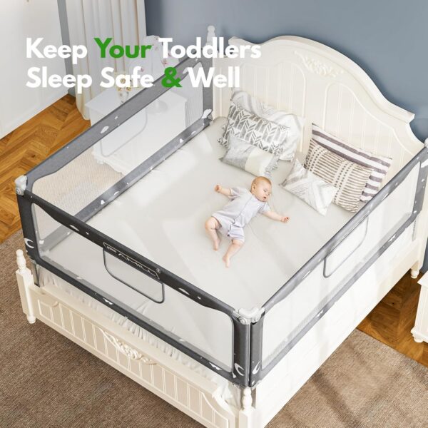 FAMILL Toddler Bed Rail with 2 Minutes Assembly, Foldable Bed Guard Rail for Toddlers, Bed Rail for Toddlers with Large U-Shape Base, Bed Rails for Queen Bed (Star, 60", 1 Side) - Image 5