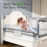 FAMILL Toddler Bed Rail with 2 Minutes Assembly, Foldable Bed Guard Rail for Toddlers, Bed Rail for Toddlers with Large U-Shape Base, Bed Rails for Queen Bed (Star, 60", 1 Side) - Image 6
