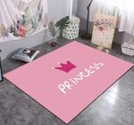 Cartoon Pink Princess Crown Rug Girl Bedroom Decoration, Baby Early Education Toddler Game Toy Rug 50cmx80cm
