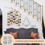 MOVEONSTEP Hanging Photo Display, Picture Photo Frame Wood Wall Photo Display Board with Rope and 30 Small Memo Clips Collage for Home Decoration 63x90cm (2 Sheets Alphabet & Number Stickers) - Image 6