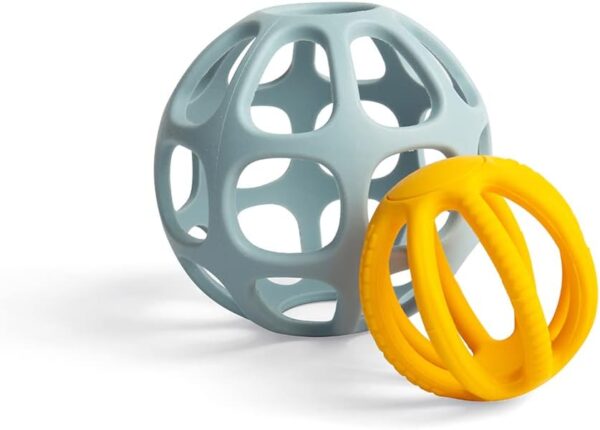 Bigjigs Toys Activity Balls - 2 Piece Silicone Teethers For Babies, Baby Sensory Toys, Montessori Toys For Babies, Sustainably Made Baby Gift - Image 3