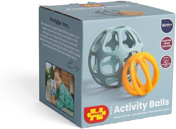 Bigjigs Toys Activity Balls - 2 Piece Silicone Teethers For Babies, Baby Sensory Toys, Montessori Toys For Babies, Sustainably Made Baby Gift - Image 6