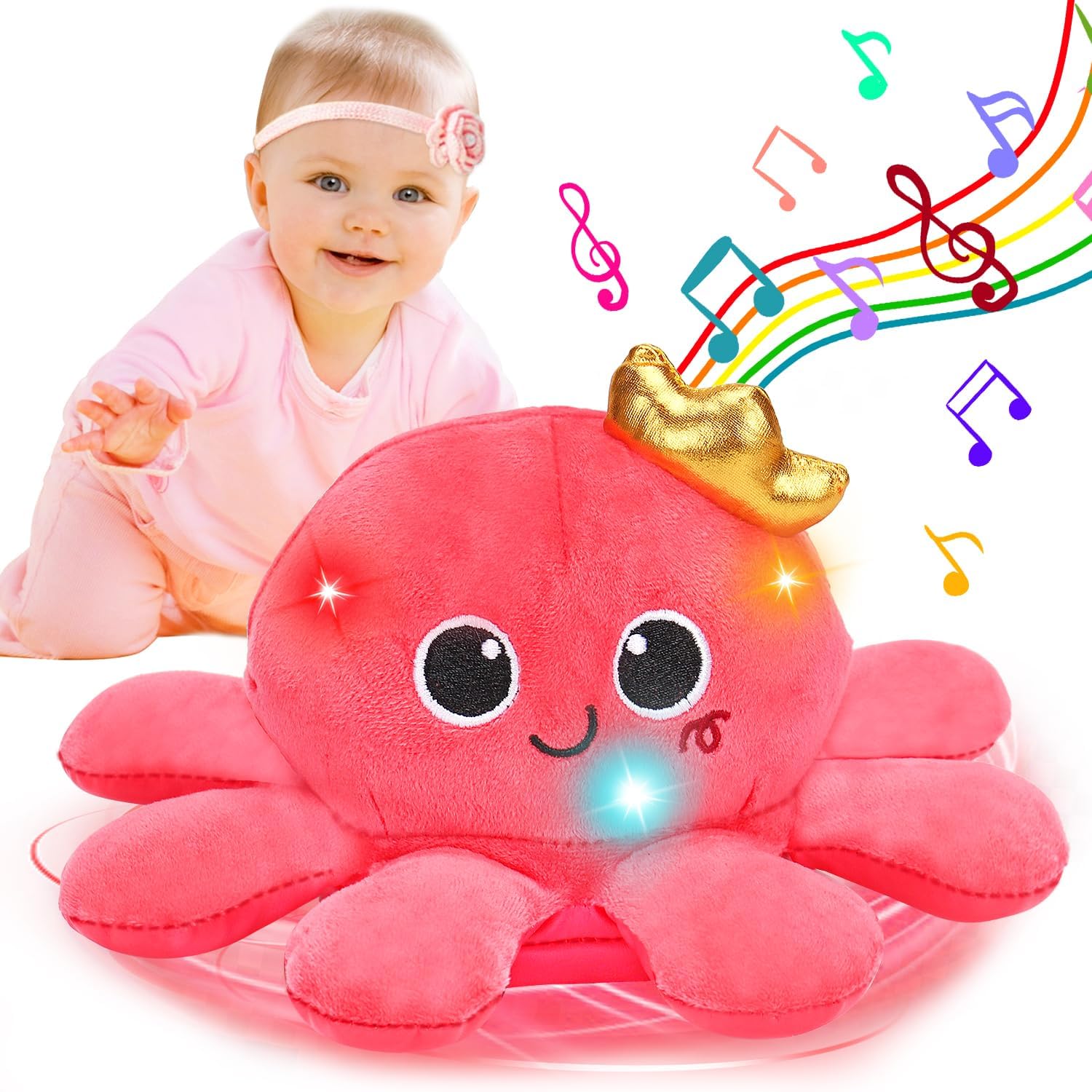 1740774126_712V35hdpL._AC_SL1500_.jpg Lypsochaat Baby Toys 0 3 6 Months, Girl Pink Plush Musical Octopus Toy with Light & Music, Baby Crawling Walking Toys 0-6 6-12 Months, Baby Sensory Toy 1 2 3 Years Old - Image 1