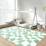 USTIDE Green Checkered Rug Indoor Area Rug Fluffy Rug for Girls Boys Room Cute Green Rugs for Bedroom Living Room Nursery Room Teen Dorm, 120x180cm - Image 2