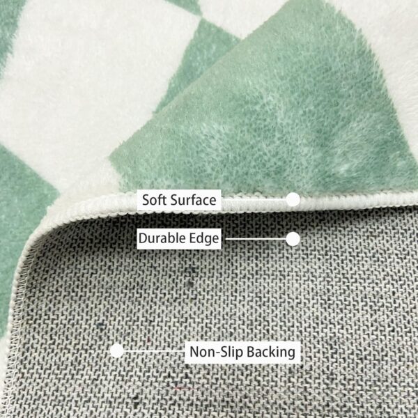 USTIDE Green Checkered Rug Indoor Area Rug Fluffy Rug for Girls Boys Room Cute Green Rugs for Bedroom Living Room Nursery Room Teen Dorm, 120x180cm - Image 6