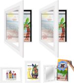 Pack of 2 Art Photo Frames for Children, A4 Hinged Wooden Picture Frame, Fillable Photo Frame for Opening, Front Opening for Artwork, Ideal for Children's Drawings, Art Projects, School, Home or