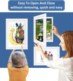 Pack of 2 Art Photo Frames for Children, A4 Hinged Wooden Picture Frame, Fillable Photo Frame for Opening, Front Opening for Artwork, Ideal for Children's Drawings, Art Projects, School, Home or - Image 5