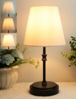 HSLighting Bedside Lamps, 31.5cm Touch Control Night Light with Metal Base 3-Way Brightness Changing Dimmable LED Light Bulbs Desk Lamp Minimalist Table Lamp for Bedroom Living Room Children's Room