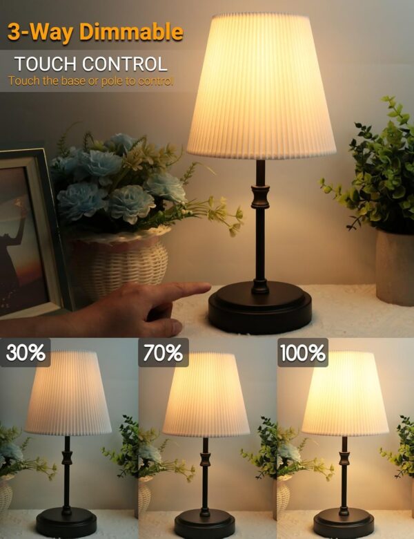 HSLighting Bedside Lamps, 31.5cm Touch Control Night Light with Metal Base 3-Way Brightness Changing Dimmable LED Light Bulbs Desk Lamp Minimalist Table Lamp for Bedroom Living Room Children's Room - Image 2