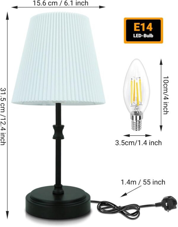 HSLighting Bedside Lamps, 31.5cm Touch Control Night Light with Metal Base 3-Way Brightness Changing Dimmable LED Light Bulbs Desk Lamp Minimalist Table Lamp for Bedroom Living Room Children's Room - Image 4