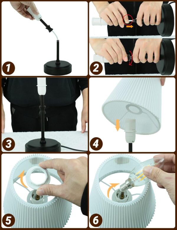 HSLighting Bedside Lamps, 31.5cm Touch Control Night Light with Metal Base 3-Way Brightness Changing Dimmable LED Light Bulbs Desk Lamp Minimalist Table Lamp for Bedroom Living Room Children's Room - Image 5