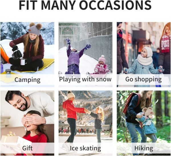 Kids Knitted Hat Scarf and Gloves Set, Toddler Winter Warm Pom Pom Hat Beanie Fleece Lining Scarf Gloves Cold Weather 3 Piece Set for Boys and Girls 2-7 Years - Image 5