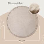 Premium Large Coral Velvet Baby Play Mat Ø120 cm, Beige – High-Density Memory Foam Area Rug – Stylish Playmat for Floor with Non-Slip Backing for Crawling, Soft Play & Tummy Time - Easy Care Rug - Image 2