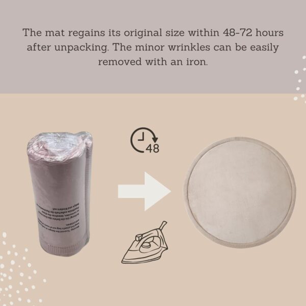 Premium Large Coral Velvet Baby Play Mat Ø120 cm, Beige – High-Density Memory Foam Area Rug – Stylish Playmat for Floor with Non-Slip Backing for Crawling, Soft Play & Tummy Time - Easy Care Rug - Image 5