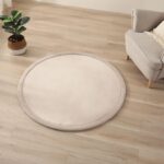 Premium Large Coral Velvet Baby Play Mat Ø120 cm, Beige – High-Density Memory Foam Area Rug – Stylish Playmat for Floor with Non-Slip Backing for Crawling, Soft Play & Tummy Time - Easy Care Rug - Image 8