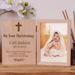 Personalised Christening Day Book Photo Frame Solid Oak Wood Gift - Image 2