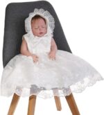 Lito Angels Christening Baptism Gown Dresses Clothing Set with Lace Bonnet Hat for Infant Baby Girls Age 3 to 18 Months, Creamy White - Image 5