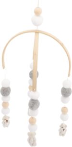JOINPAYA Bed Bell Wind Chime Crib Cot Bed Beds Animal Cots Mobile Wind Chimes Girl Mobile Wooden Wind Chime Mobile Hanger V Hair Ball Grey