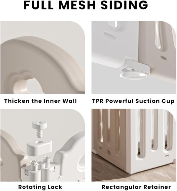 UBRAVOO Large Playpen for Baby and Toddlers, Foldable Baby Playpen Kids Activity Centre Safety Play Yard Home Indoor Outdoor (18-Panel, Grey - Image 5