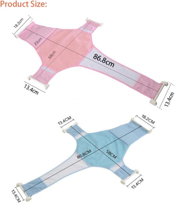Baby Bath Support,Bathtub Support Net Adjustable Bath Tub Non-Slip Mesh Comfortable Bath Seat for Newborn Shower and 0-8 Month Infant Bathing(Pink) - Image 7