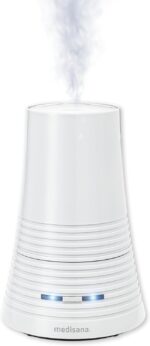 medisana AH 662 Ultrasonic Humidifier, Air Purifier Ideal for Bedroom, Living Room, Children's Room, Nebuliser with Aroma Compartment, 900 ml Water Tank, 15 Hours Runtime, White